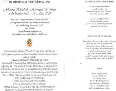 BEER-DE-Johanna-Elizabeth-Nn-Hannetjie-néé-Willemse-1930-2009-F