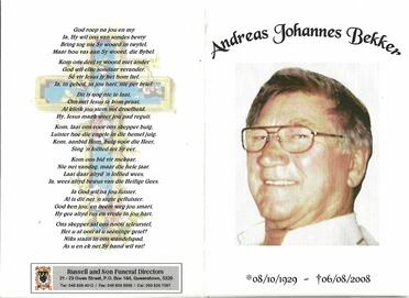BEKKER-Andreas-Johannes-1929-2008-M
