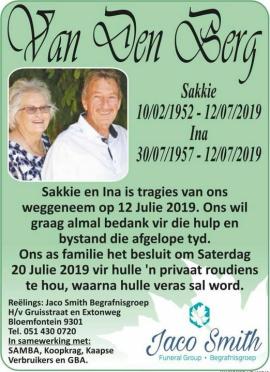 BERG-VAN-DEN-Isak-Nn-Sakkie-1952-2019-M