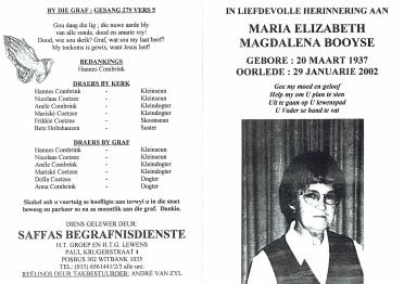 BOOYSE-Maria-Elizabeth-Magdalena-Nn-Marie-1937-2002-F