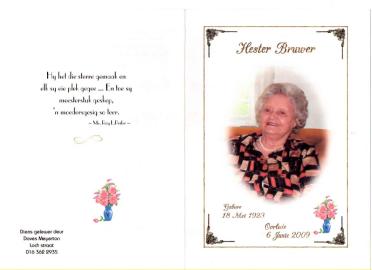 BRUWER-Hester-Regina-Maria-Susanna-Nn-Hester.Wêr-1923-2009-F-1