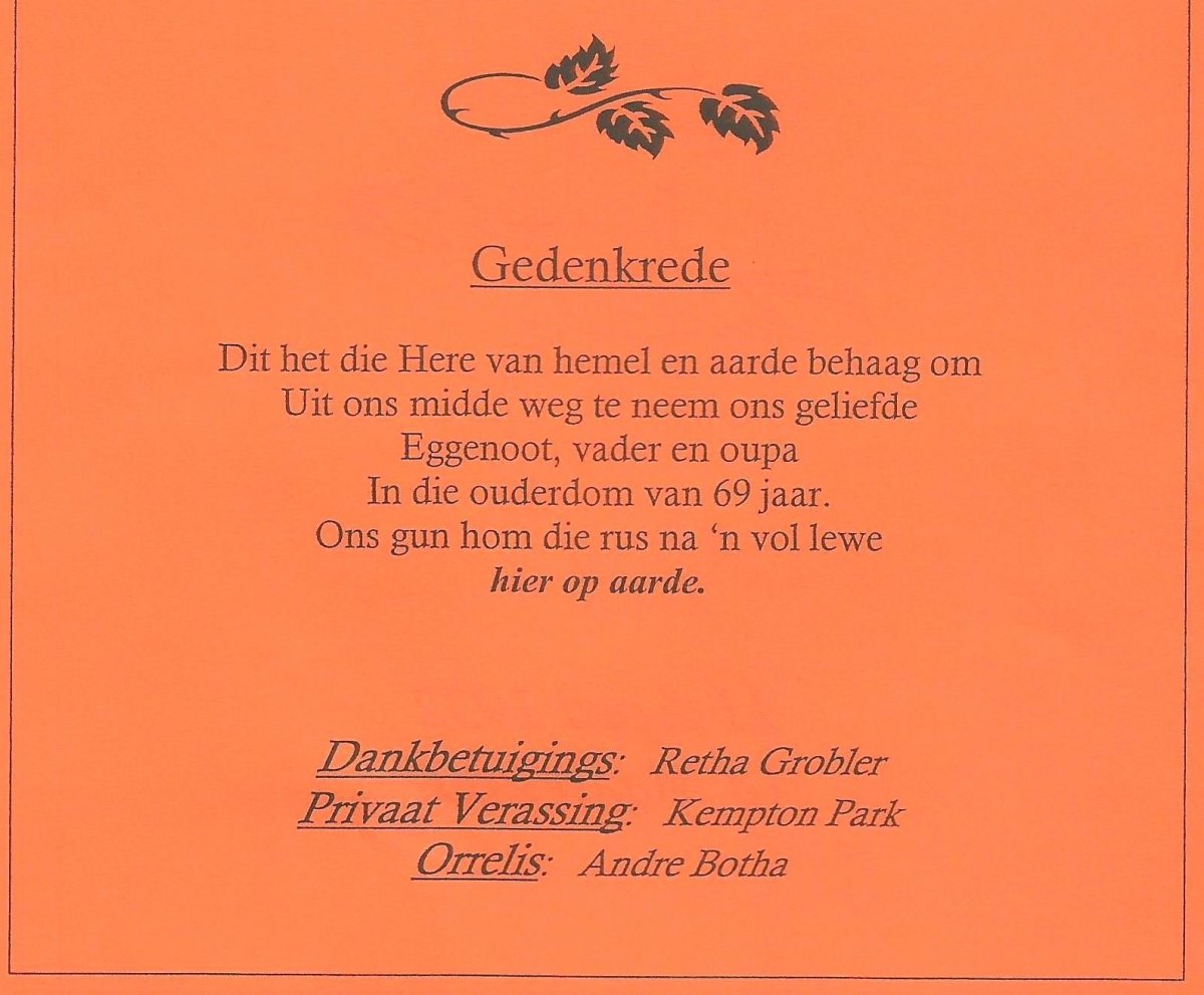 CLASSEN-Johannes-Jacobus-1932-2002-M-99