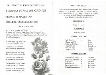 CRONJÉ-Thomas-Ignatius-1919-1998-M