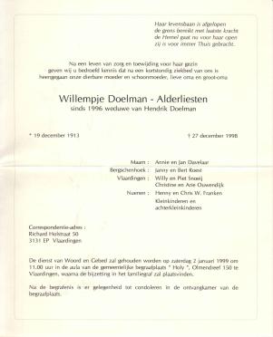 DOELMAN.ALDERLIESTEN-Willempje-1913-1998-M