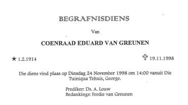 GREUNEN-VAN-Coenraad-Eduard-1914-1998-M