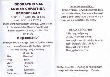 GROBBELAAR-Louisa-Christina-Nn-Rienie-1926-2009-M