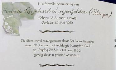 LINGENFELDER-Frederik-Rhynhard-Nn-Rhynhard.Slinger-1921-2008-M