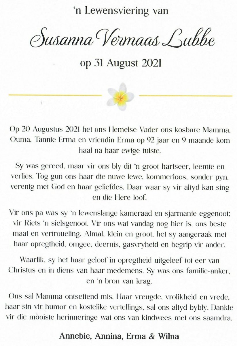 LUBBE-Susanna-Vermaas-Nn-Erma-nee-Hamman-1928-2021-F_4