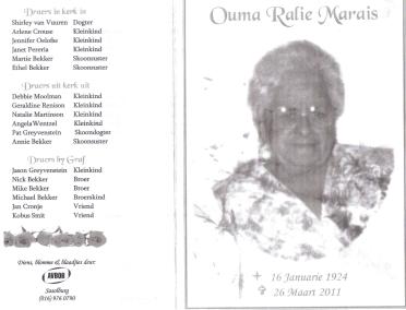 MARAIS-Engela-Dorathea-Maria-Nn-Ralie-nee-Bekker-X-Greyvenstein-1924-2011-F