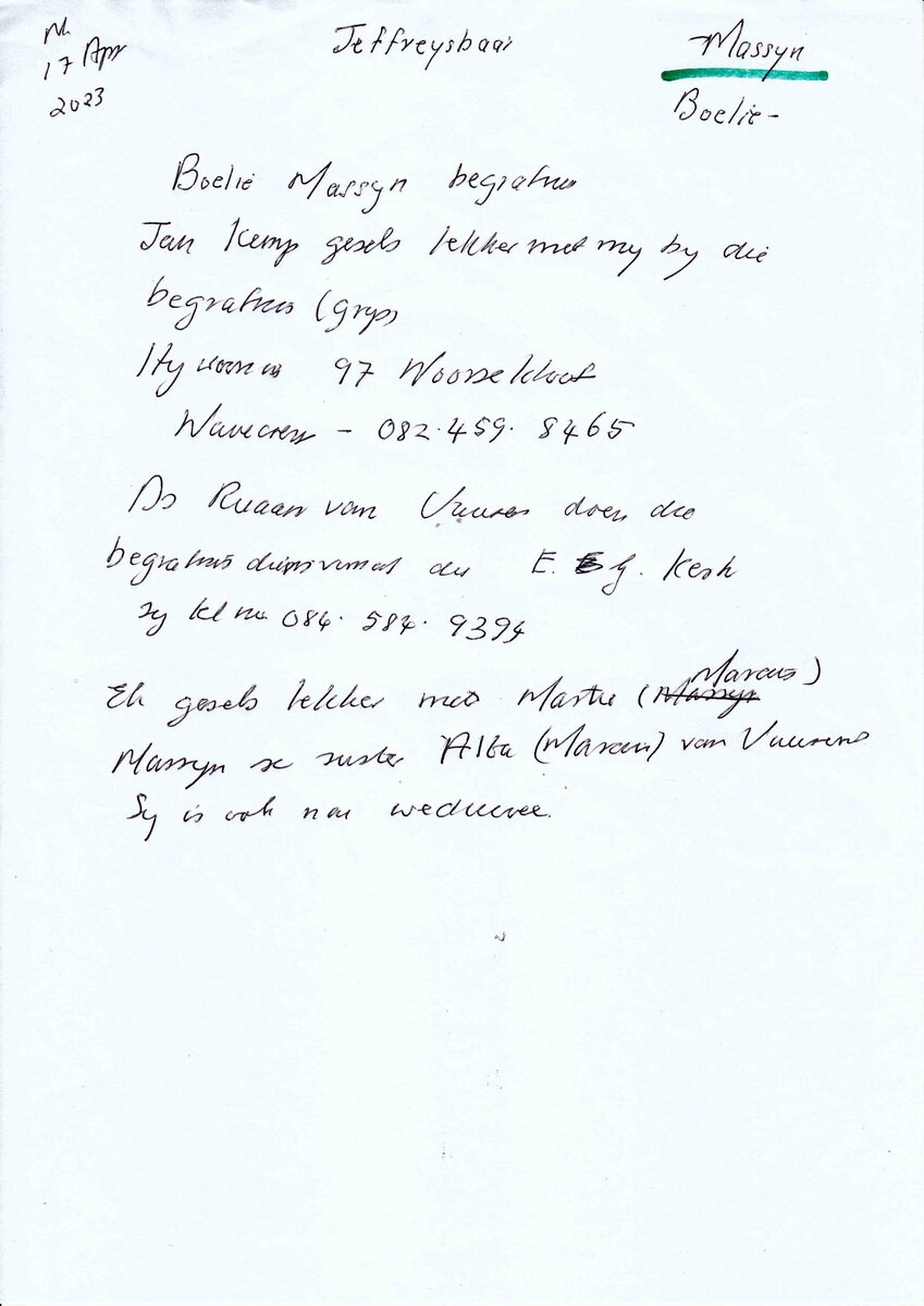 MASSYN-Cornelius-VanDerWatt-Nn-Boelie-1932-2023-M-103