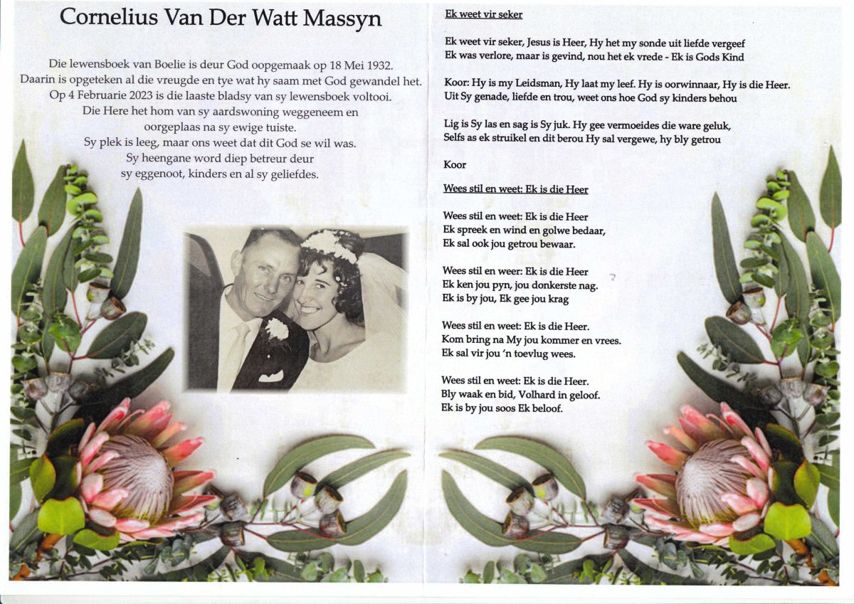 MASSYN-Cornelius-VanDerWatt-Nn-Boelie-1932-2023-M_2 Van as Naam