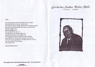 MILLS-Gerhardus-Jacobus-Botha-1922-2002-M