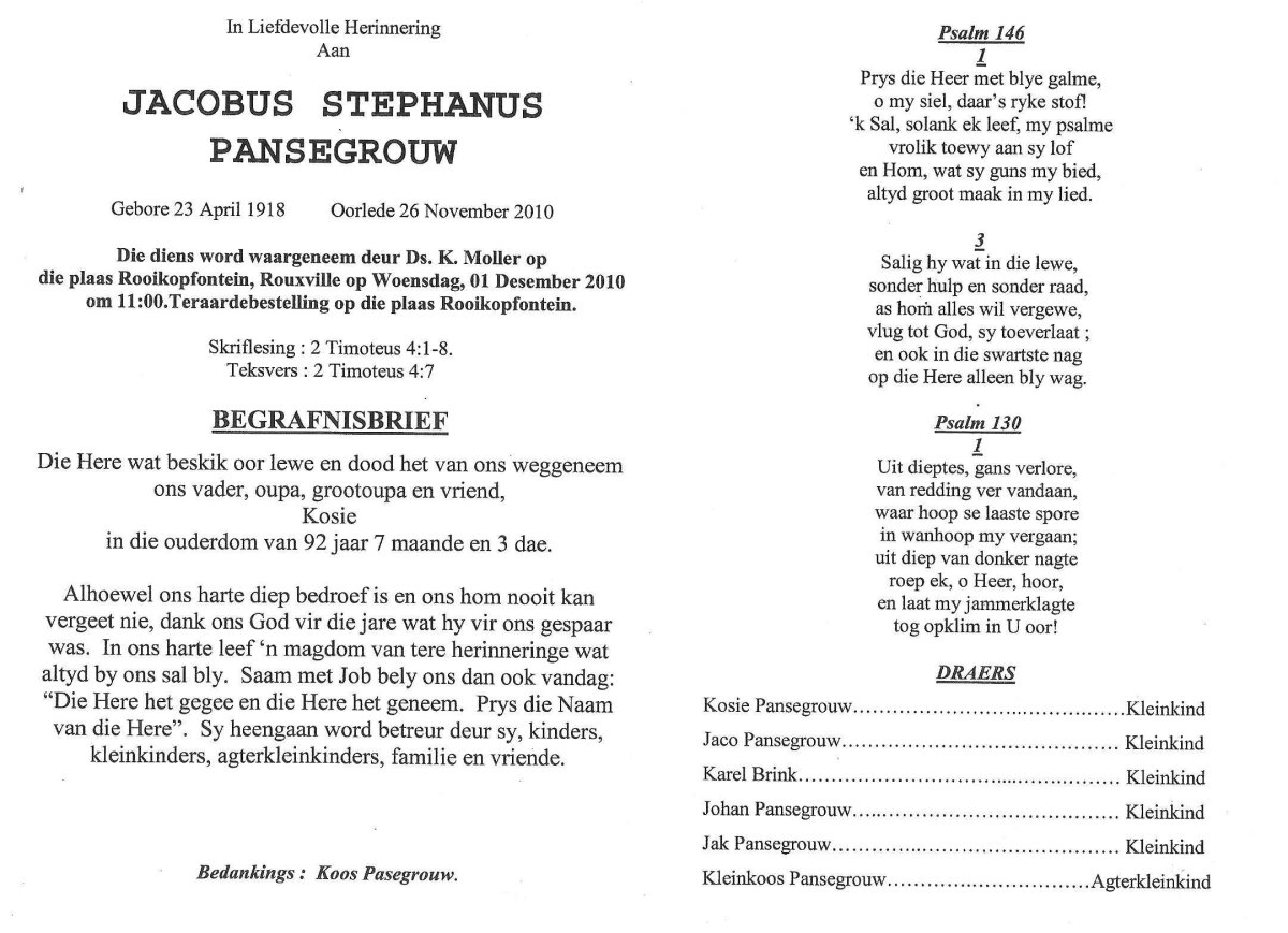 PANSEGROUW-Jacobus-Stephanus-1918-2010-M