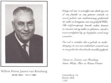 RENSBURG-JANSEN-VAN-Willem-Petrus-1922-1990-M