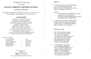 SNYMAN-Davina-Johanna-1932-1999-F