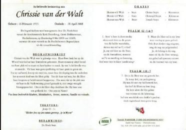 WALT-VAN-DER-Chrissie-nee-VanWyk-1933-2008-GGSA.NoordWesVersameling-M