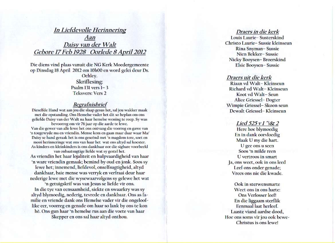 WALT-VAN-DER-Daisy-1928-2012-F-2