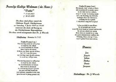 WELMAN-Froodje-Aaltje-Nn-Outie-nee-DeRoos-1913-2001-GGSA.NoordWesVersameling-F