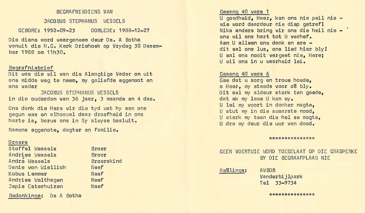 WESSELS-Jacobus-Stephanus-1952-1988-M-100