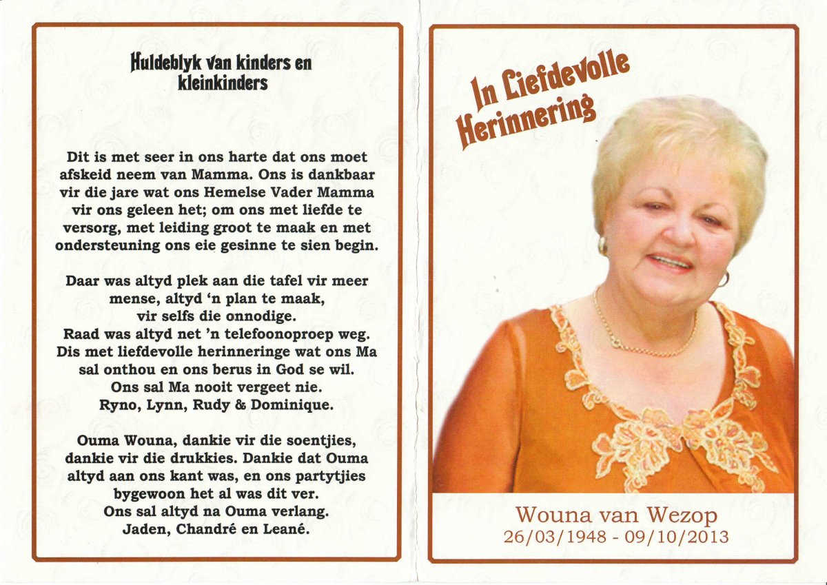 WEZOP-VAN-Wouna-1948-2013-F_100 Uncommon Name